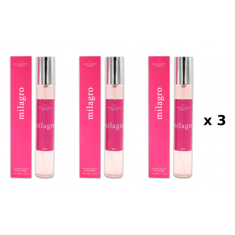 Milagro 33 ml Embalagem com 3 unidades perfume equivalente Reyes Queens