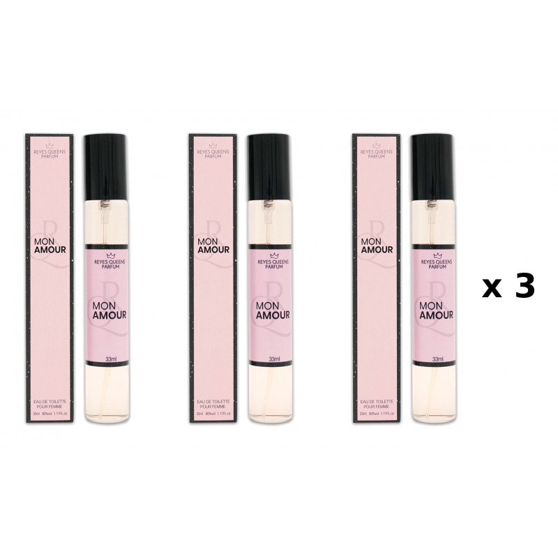 Mon Amour 33 ml Pack of 3 Units equivalent perfume Reyes Queens