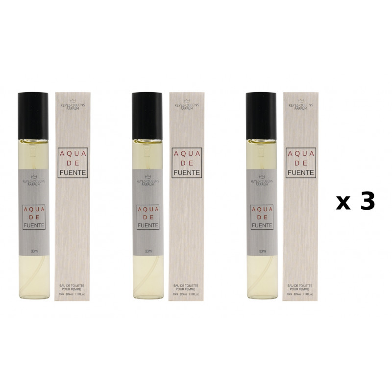 Aqua de Fuente 33 ml Embalagem com 3 unidades perfume equivalente Reyes Queens